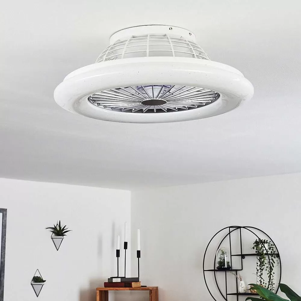 hofstein Ventilateur De Plafond Piraeus Led Blanc, 1 Lumiere, Telecommandes, Changeur De Couleurs