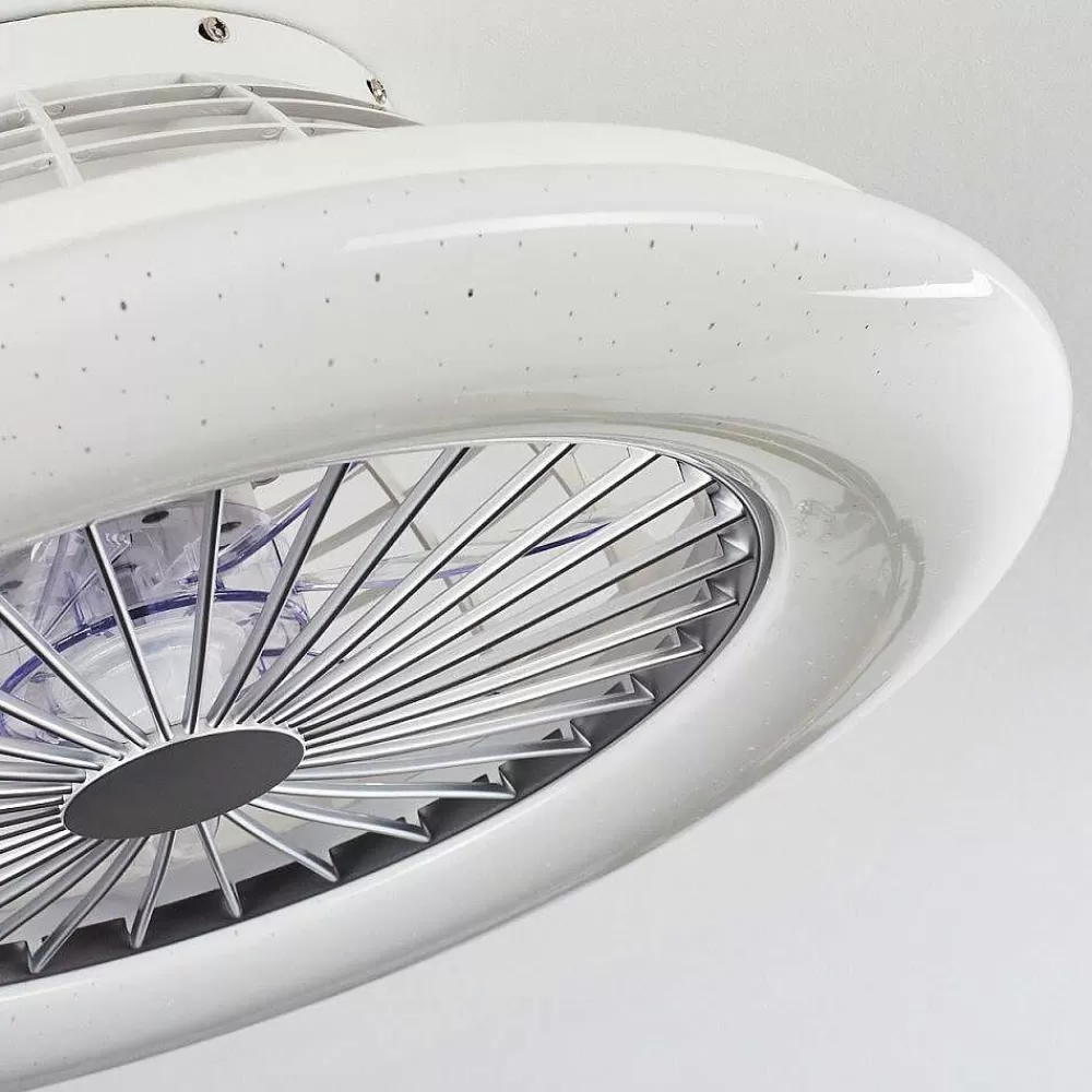 hofstein Ventilateur De Plafond Piraeus Led Blanc, 1 Lumiere, Telecommandes, Changeur De Couleurs