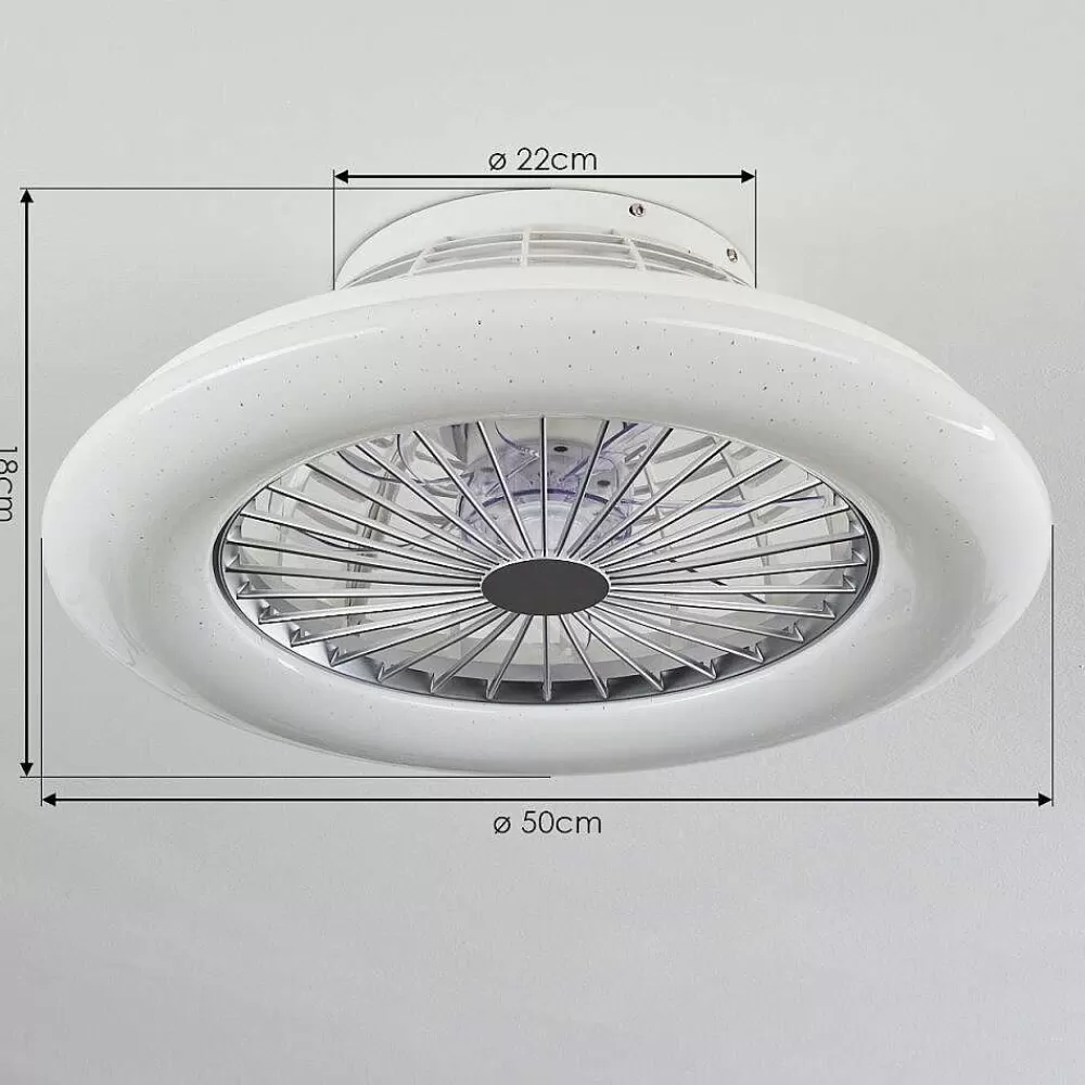 hofstein Ventilateur De Plafond Piraeus Led Blanc, 1 Lumiere, Telecommandes, Changeur De Couleurs