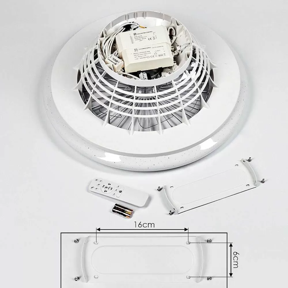 hofstein Ventilateur De Plafond Piraeus Led Blanc, 1 Lumiere, Telecommandes, Changeur De Couleurs
