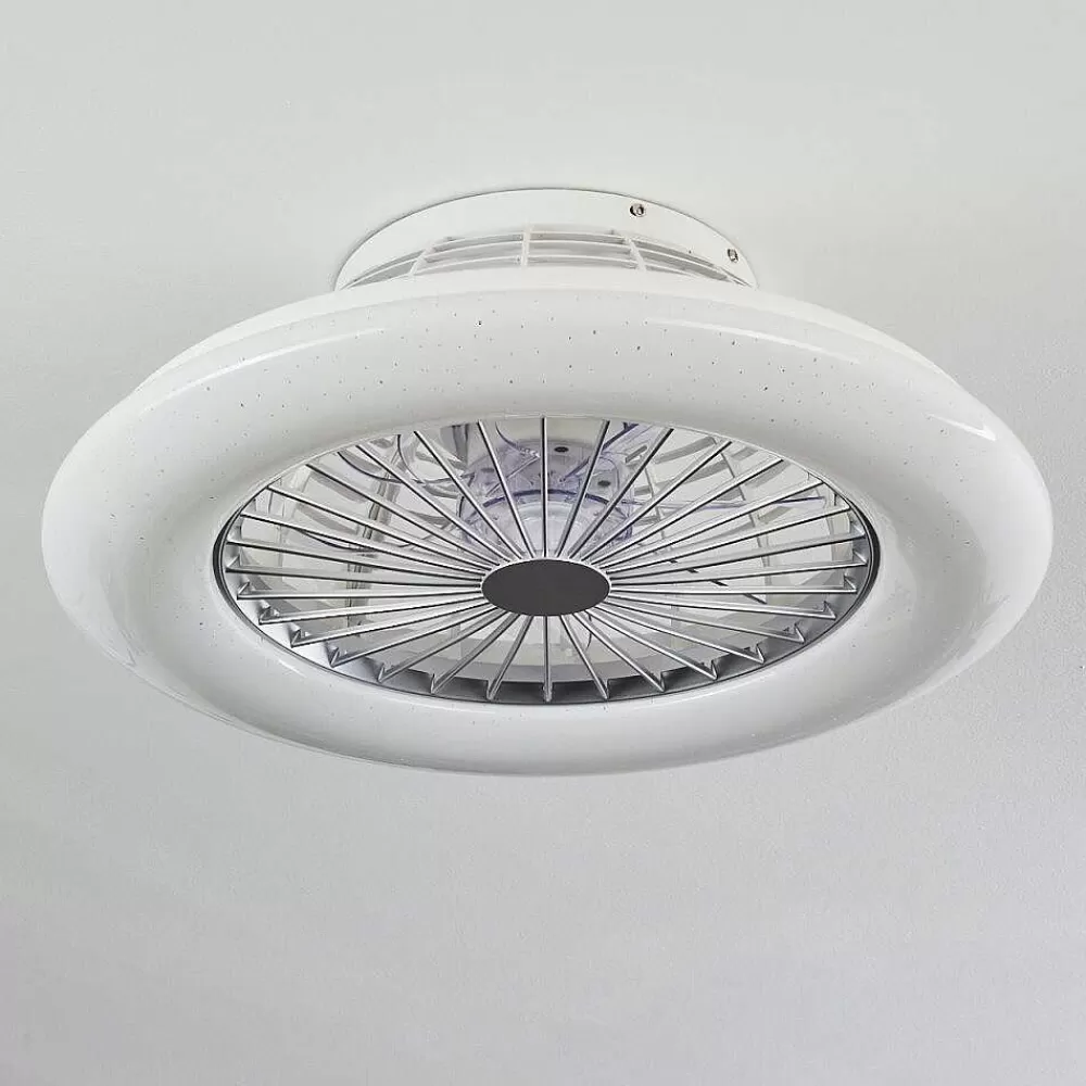 hofstein Ventilateur De Plafond Piraeus Led Blanc, 1 Lumiere, Telecommandes, Changeur De Couleurs