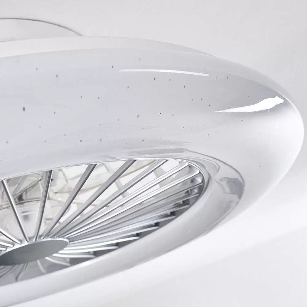 hofstein Ventilateur De Plafond Piraeus Led Titane, Blanc, 1 Lumiere, Telecommandes