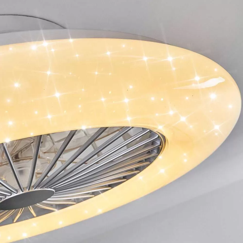 hofstein Ventilateur De Plafond Piraeus Led Titane, Blanc, 1 Lumiere, Telecommandes