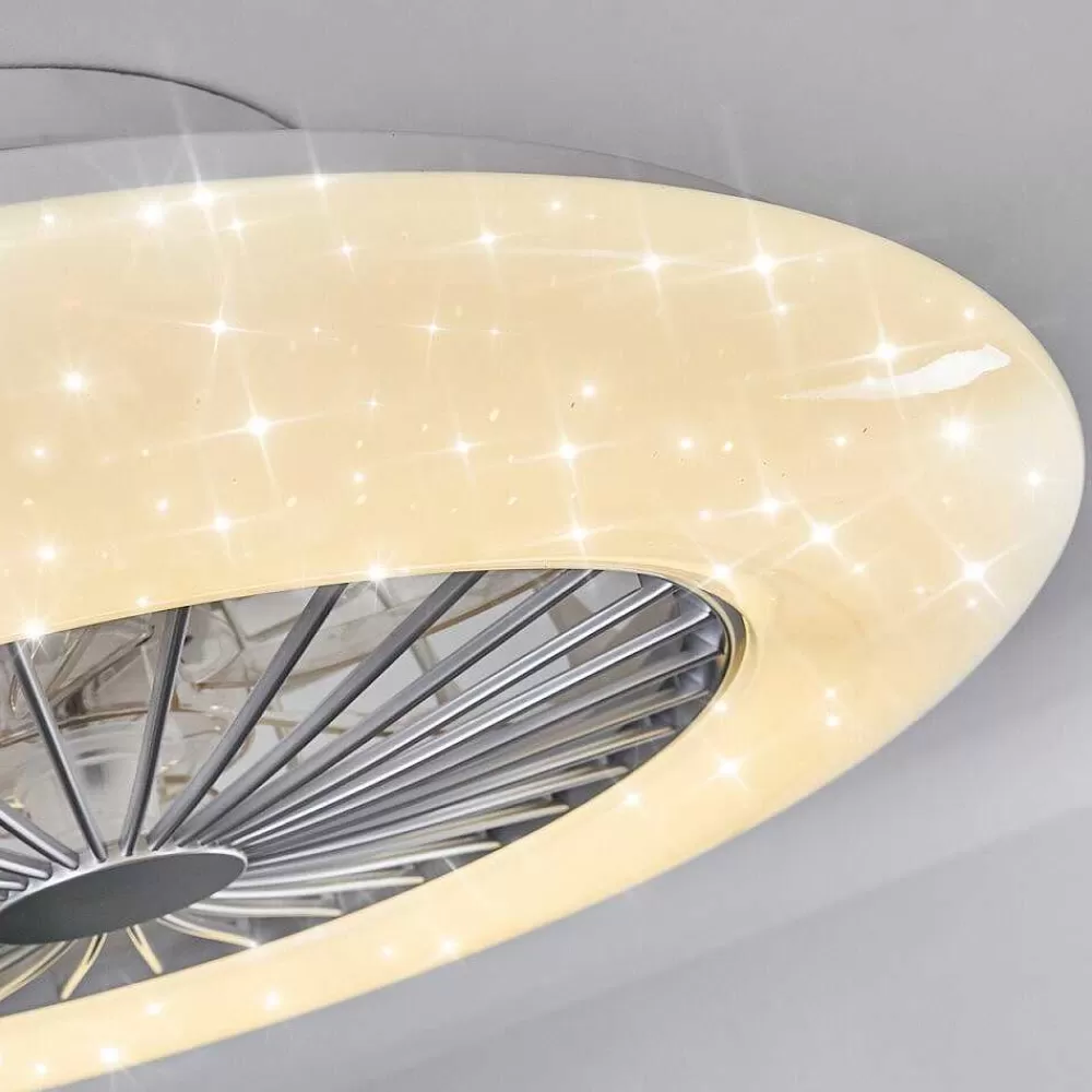 hofstein Ventilateur De Plafond Piraeus Led Titane, Blanc, 1 Lumiere, Telecommandes