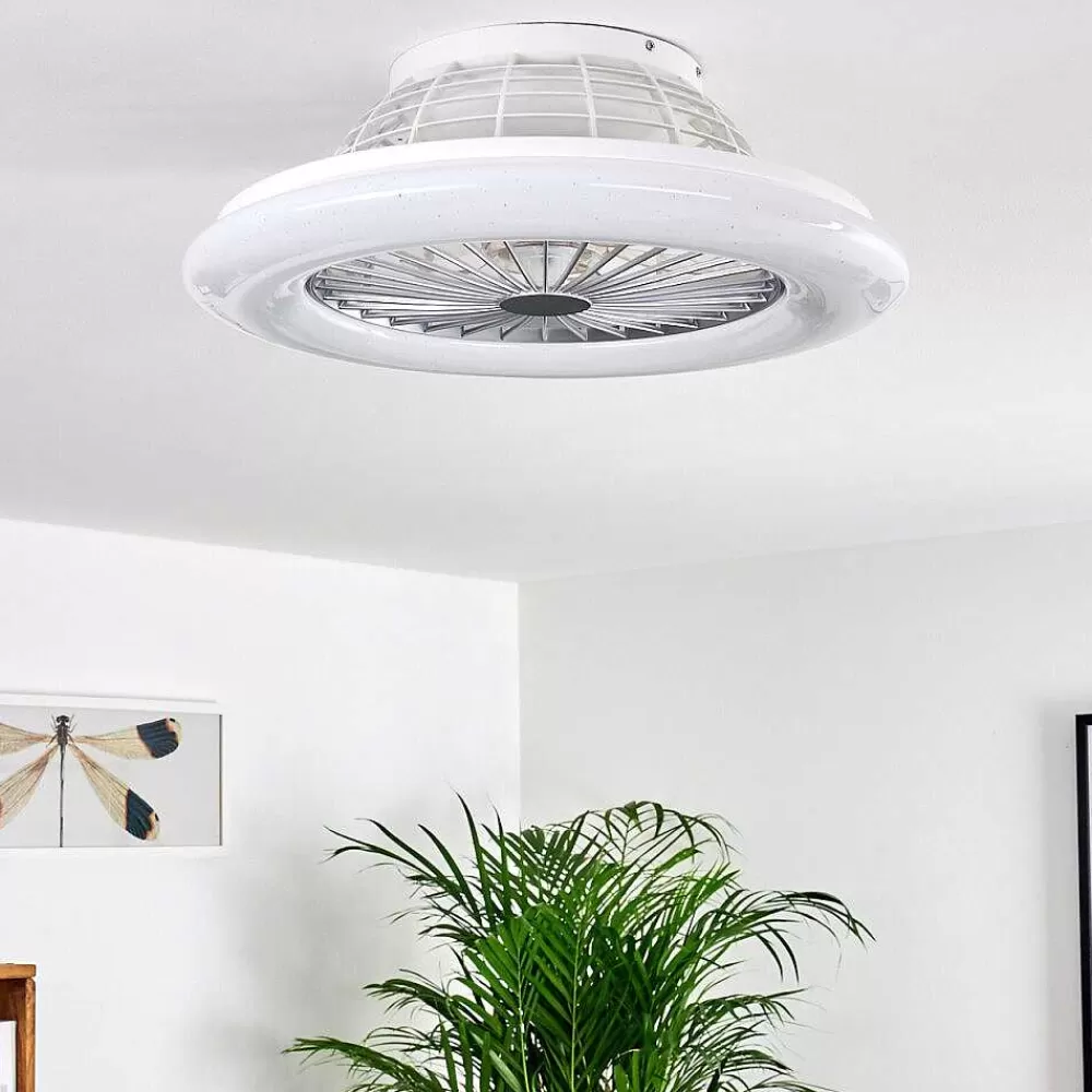 hofstein Ventilateur De Plafond Piraeus Led Titane, Blanc, 1 Lumiere, Telecommandes