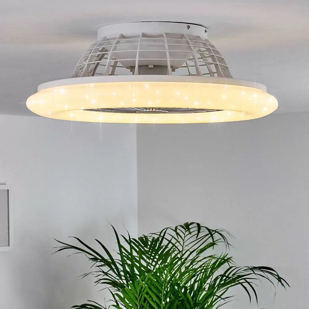 hofstein Ventilateur De Plafond Piraeus Led Titane, Blanc, 1 Lumiere, Telecommandes