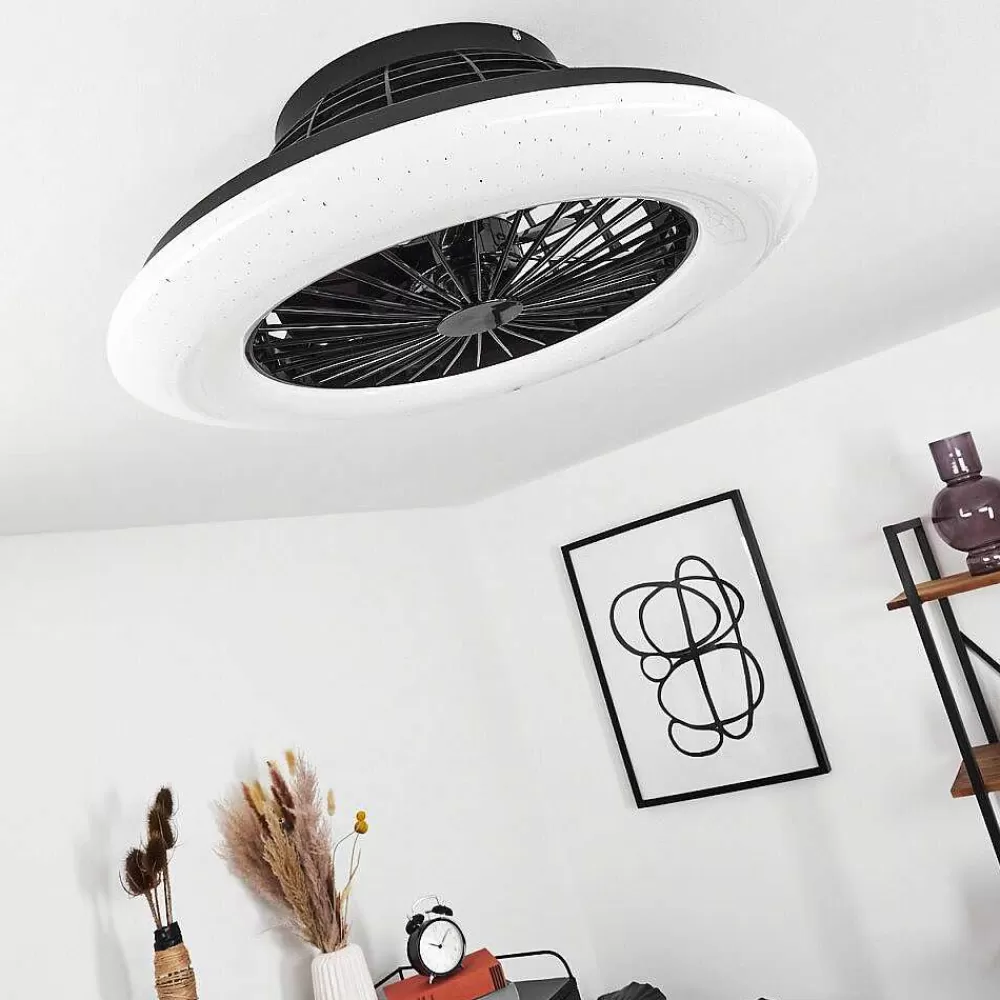 hofstein Ventilateur De Plafond Pireaus Led Noir, 1 Lumiere, Telecommandes, Changeur De Couleurs
