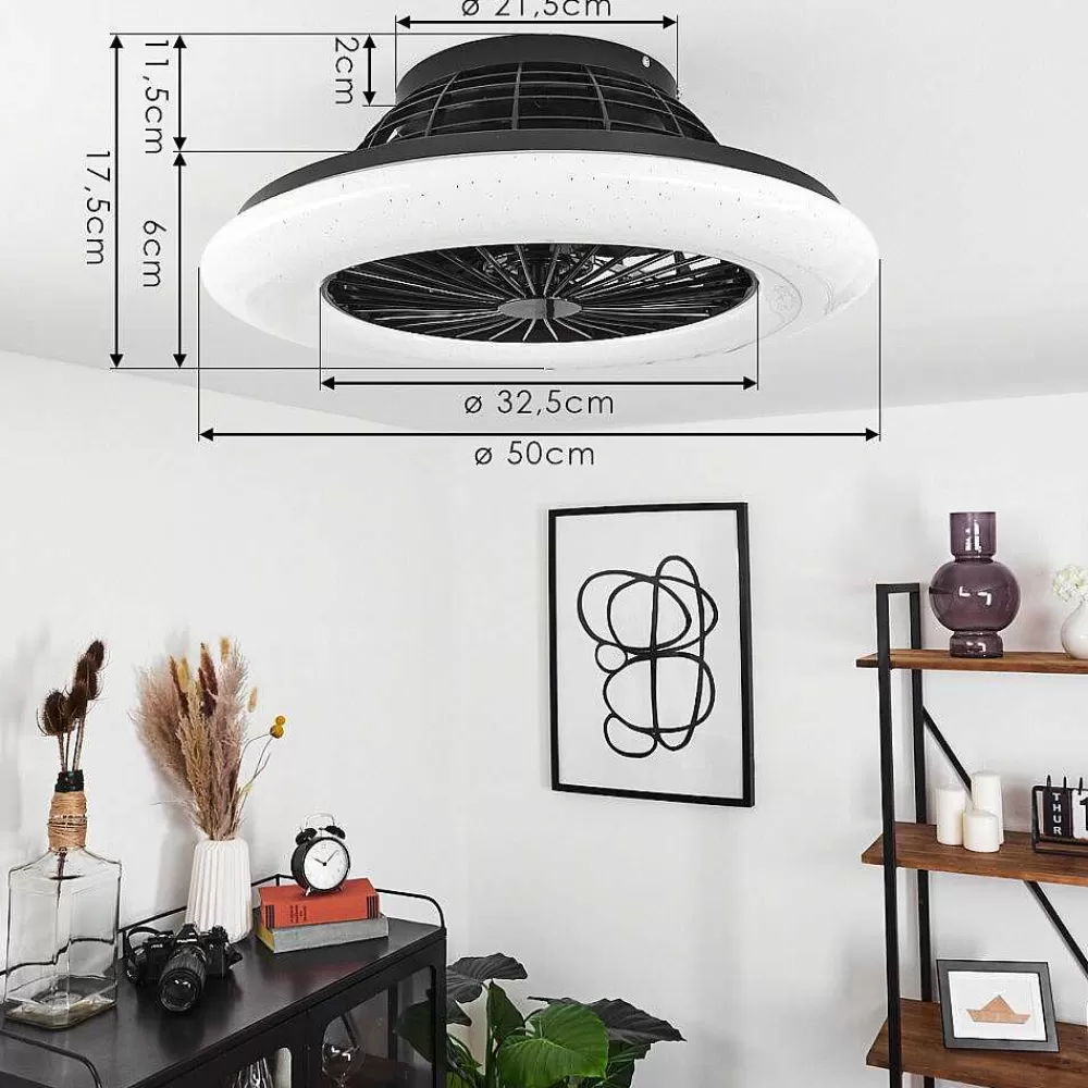 hofstein Ventilateur De Plafond Pireaus Led Noir, 1 Lumiere, Telecommandes, Changeur De Couleurs