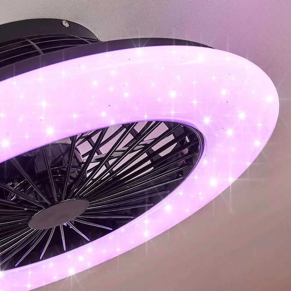 hofstein Ventilateur De Plafond Pireaus Led Noir, 1 Lumiere, Telecommandes, Changeur De Couleurs