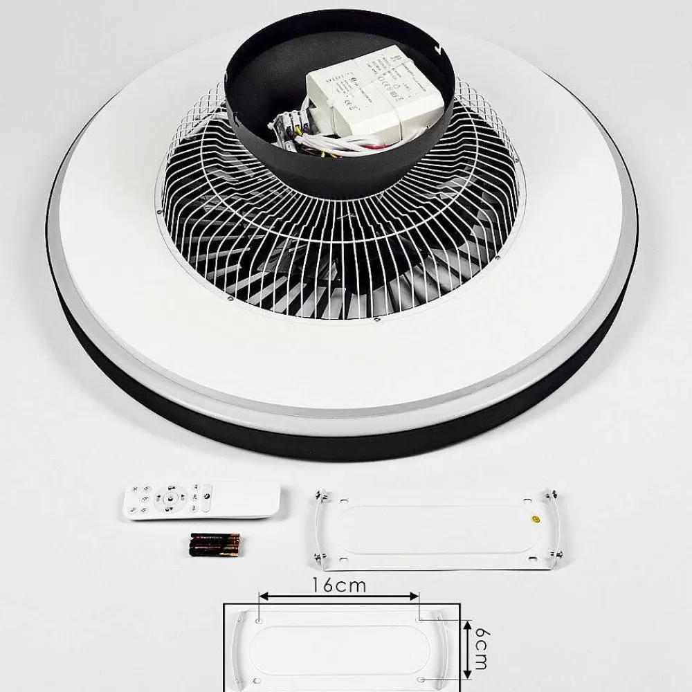 hofstein Ventilateur De Plafond Qualiano Led Noir, Blanc, 1 Lumiere, Telecommandes