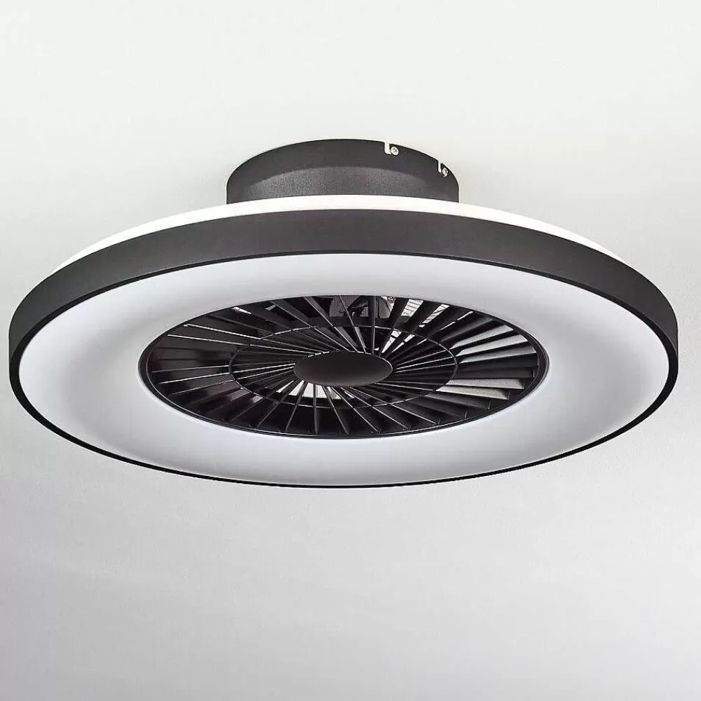 hofstein Ventilateur De Plafond Qualiano Led Noir, Blanc, 1 Lumiere, Telecommandes