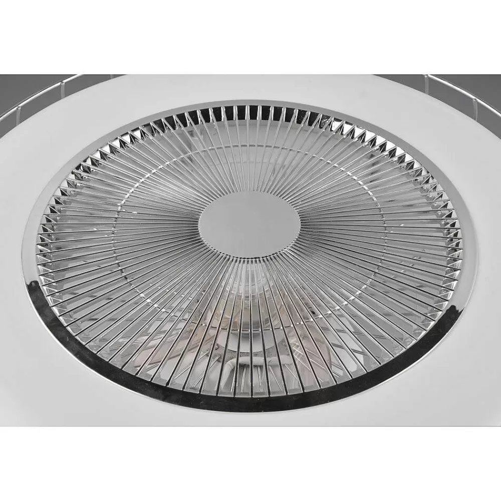 Luminaires Reality Ventilateur De Plafond Reality Sandfjord Led Chrome, 1 Lumiere, Telecommandes
