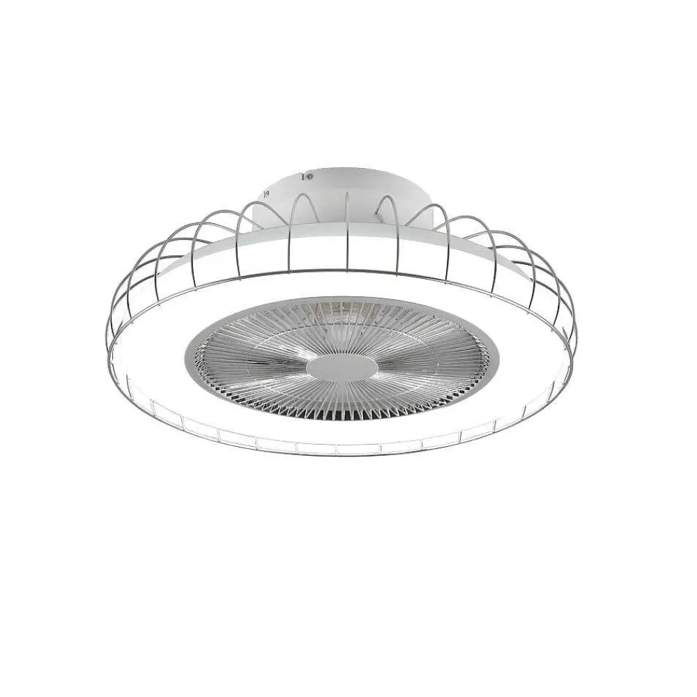 Luminaires Reality Ventilateur De Plafond Reality Sandfjord Led Chrome, 1 Lumiere, Telecommandes