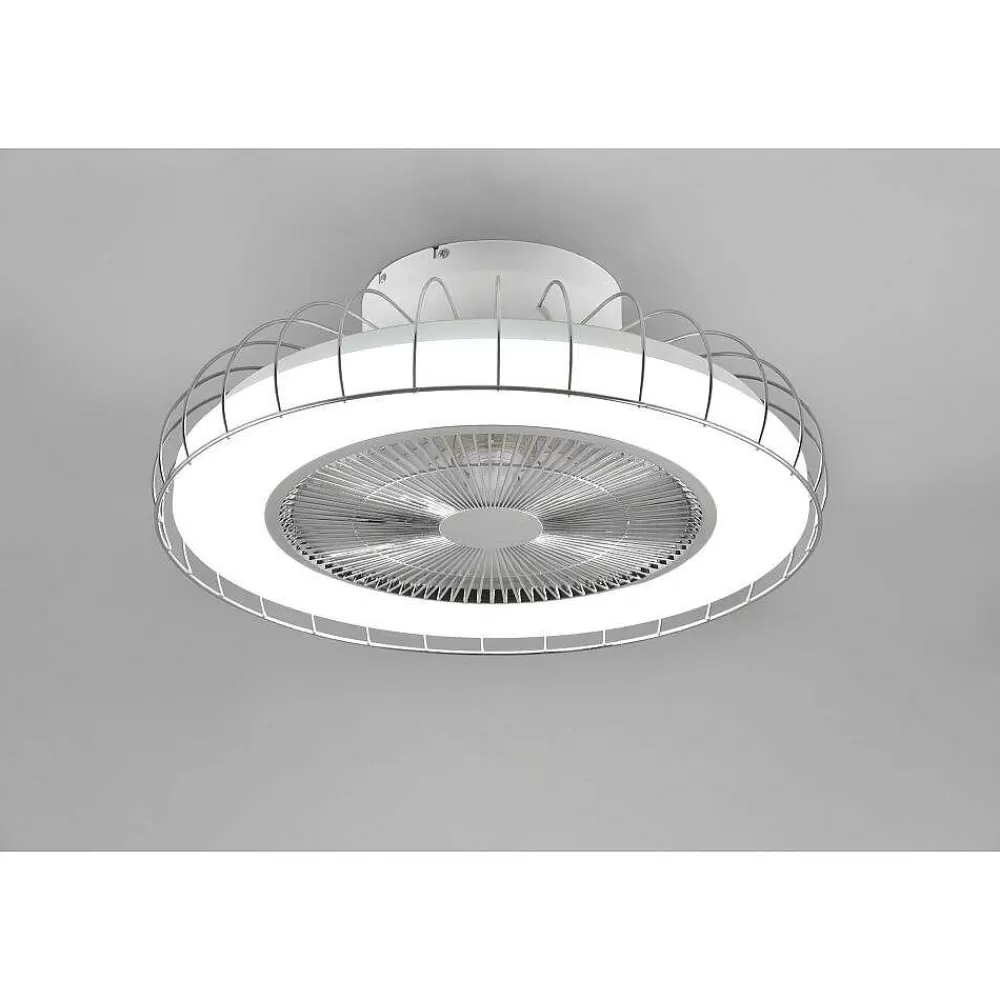 Luminaires Reality Ventilateur De Plafond Reality Sandfjord Led Chrome, 1 Lumiere, Telecommandes