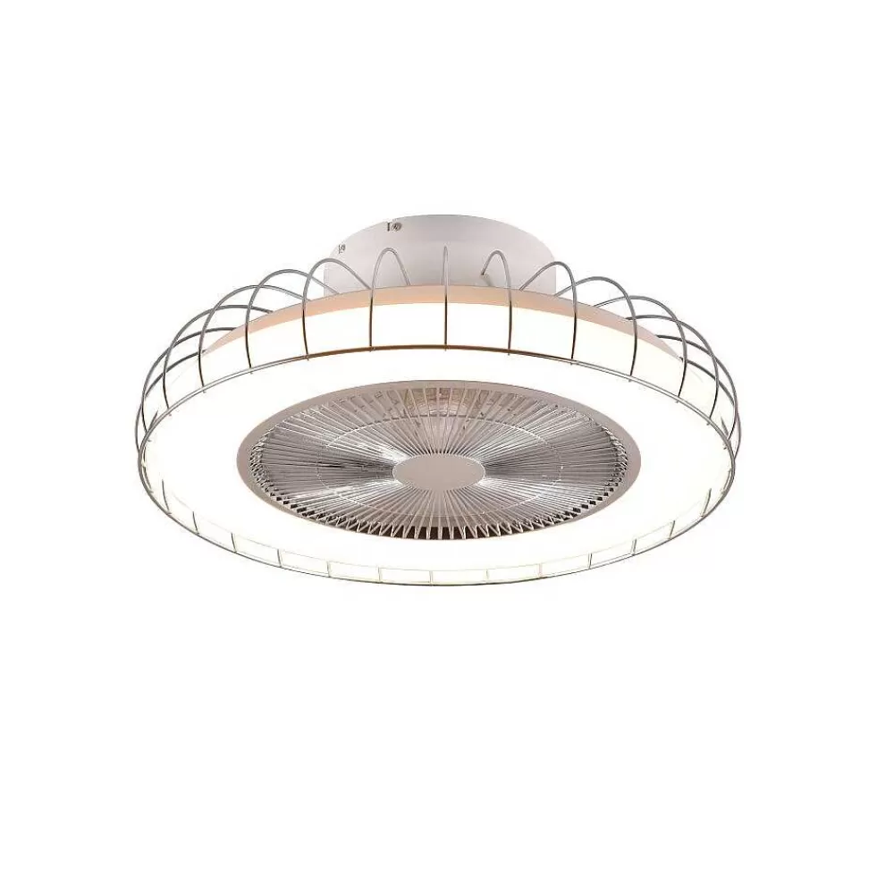 Luminaires Reality Ventilateur De Plafond Reality Sandfjord Led Chrome, 1 Lumiere, Telecommandes