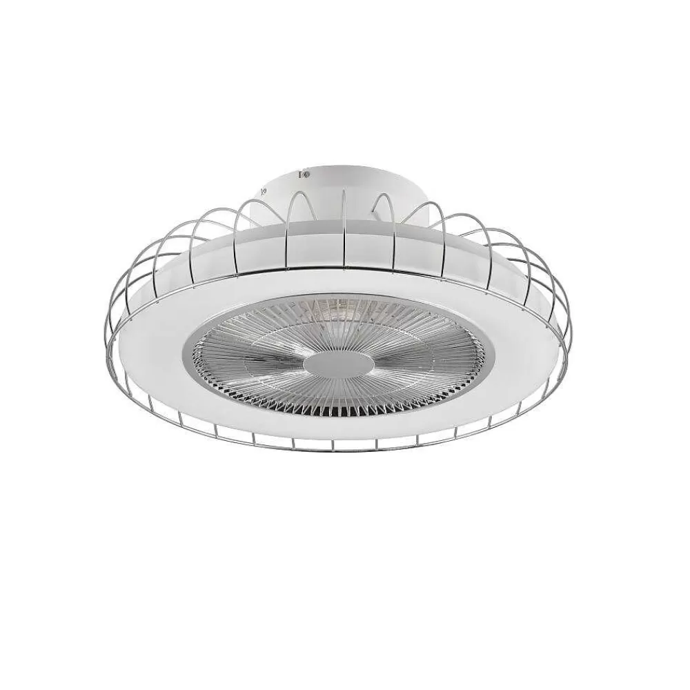 Luminaires Reality Ventilateur De Plafond Reality Sandfjord Led Chrome, 1 Lumiere, Telecommandes