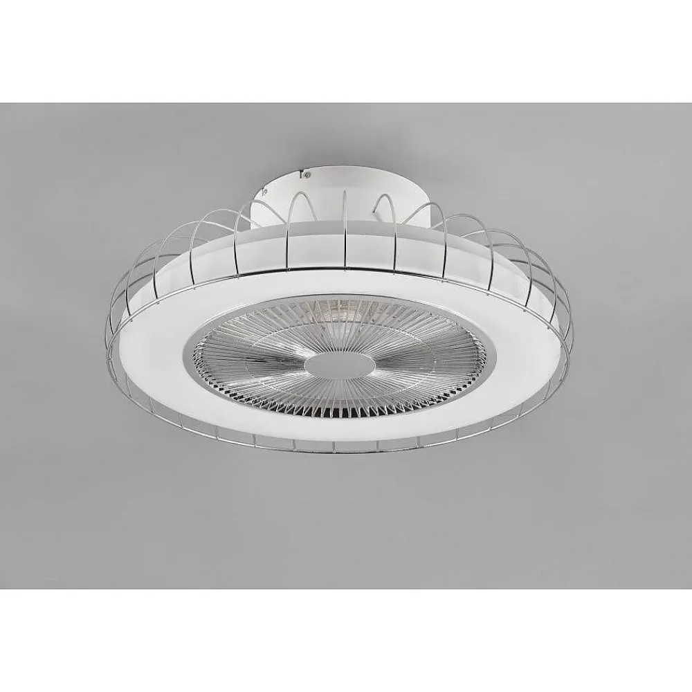 Luminaires Reality Ventilateur De Plafond Reality Sandfjord Led Chrome, 1 Lumiere, Telecommandes