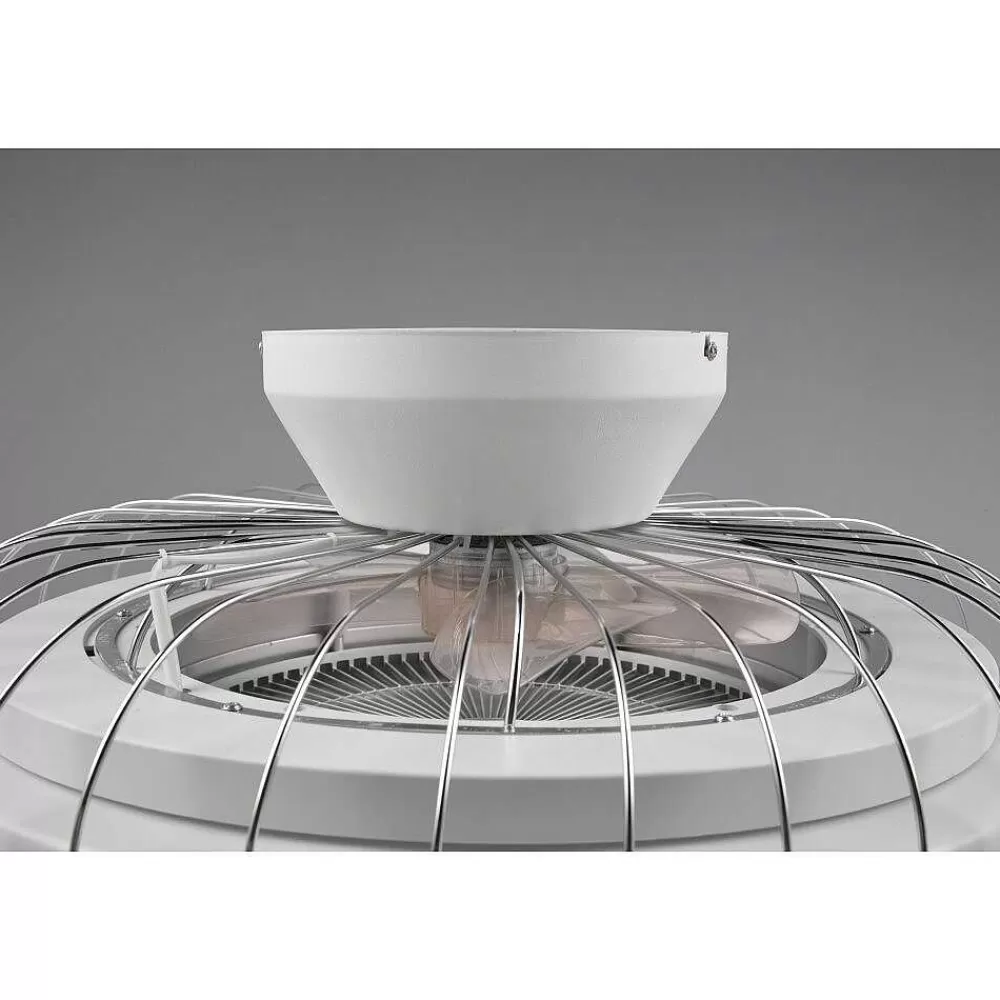 Luminaires Reality Ventilateur De Plafond Reality Sandfjord Led Chrome, 1 Lumiere, Telecommandes