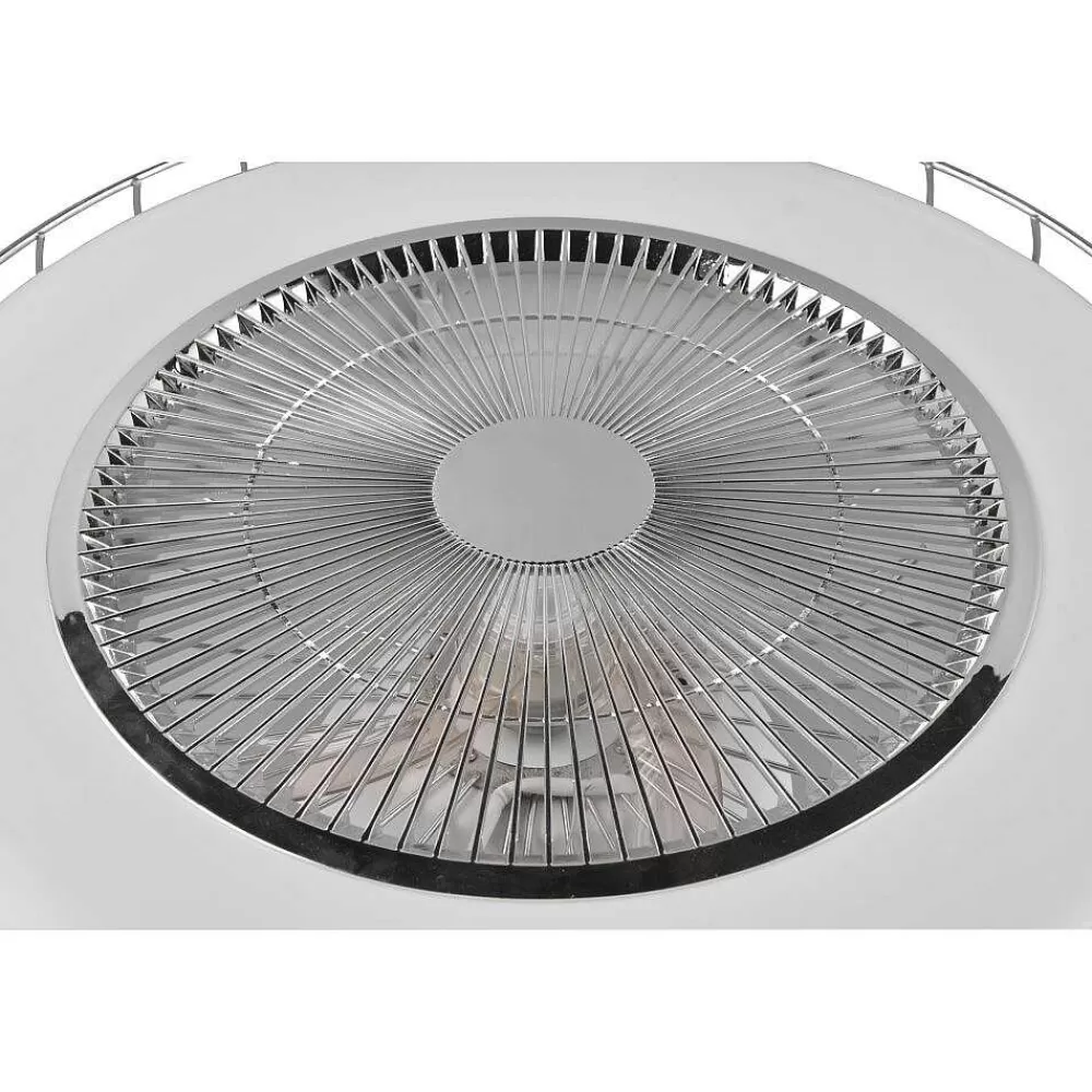 Luminaires Reality Ventilateur De Plafond Reality Sandfjord Led Chrome, 1 Lumiere, Telecommandes