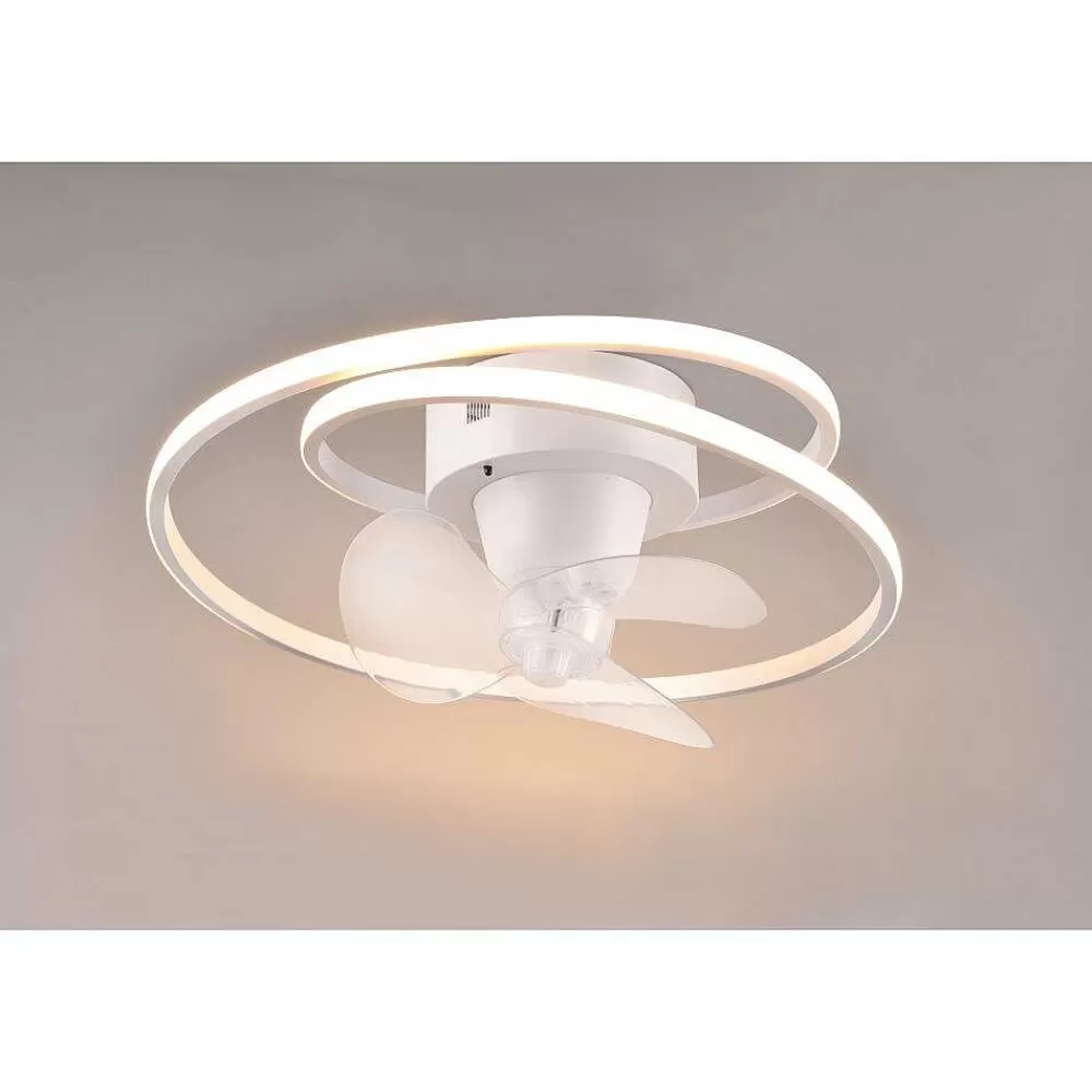 Luminaires Reality Ventilateur De Plafond Reality Umea Led Blanc, 1 Lumiere, Telecommandes