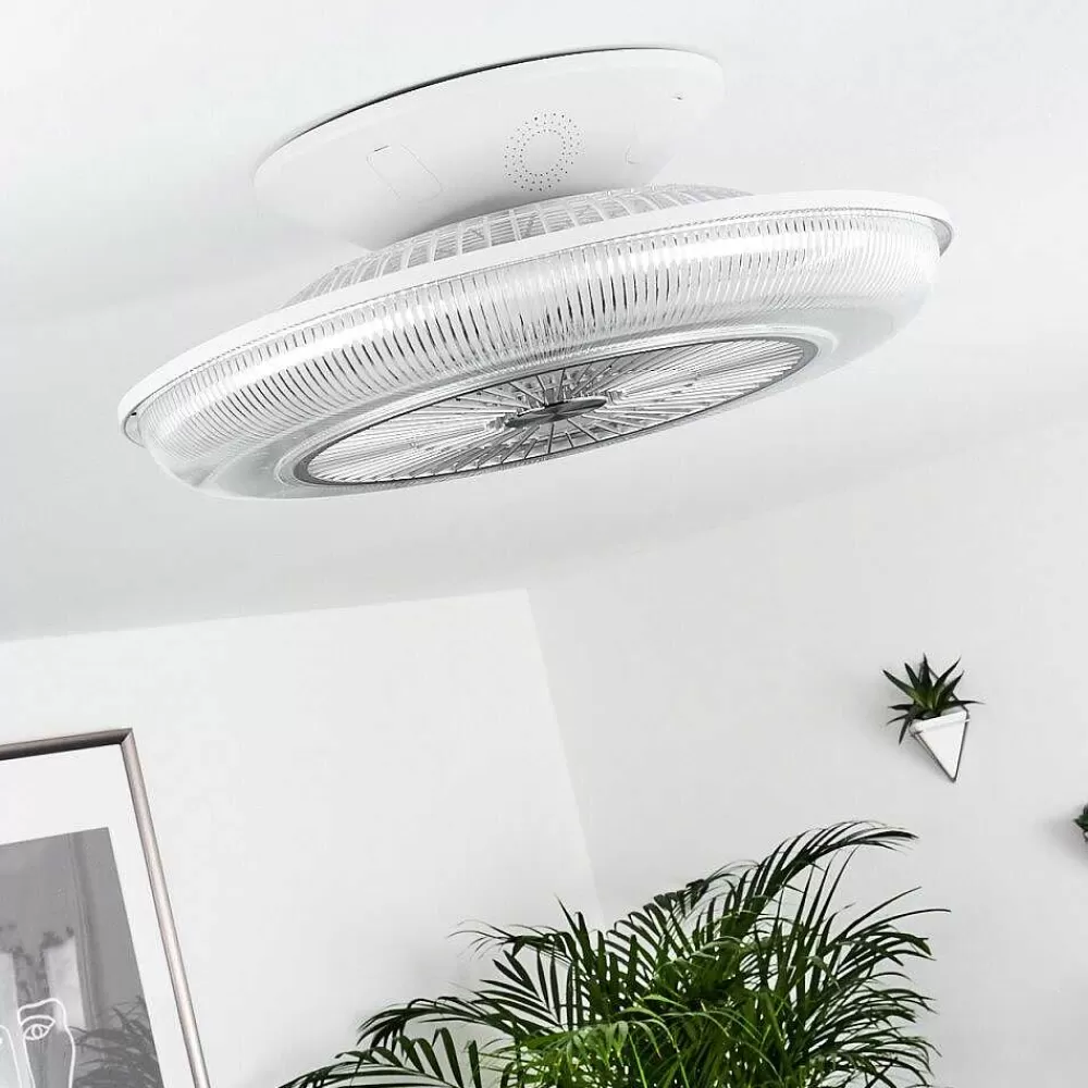 hofstein Ventilateur De Plafond Riccione Led Blanc, 1 Lumiere, Telecommandes, Changeur De Couleurs