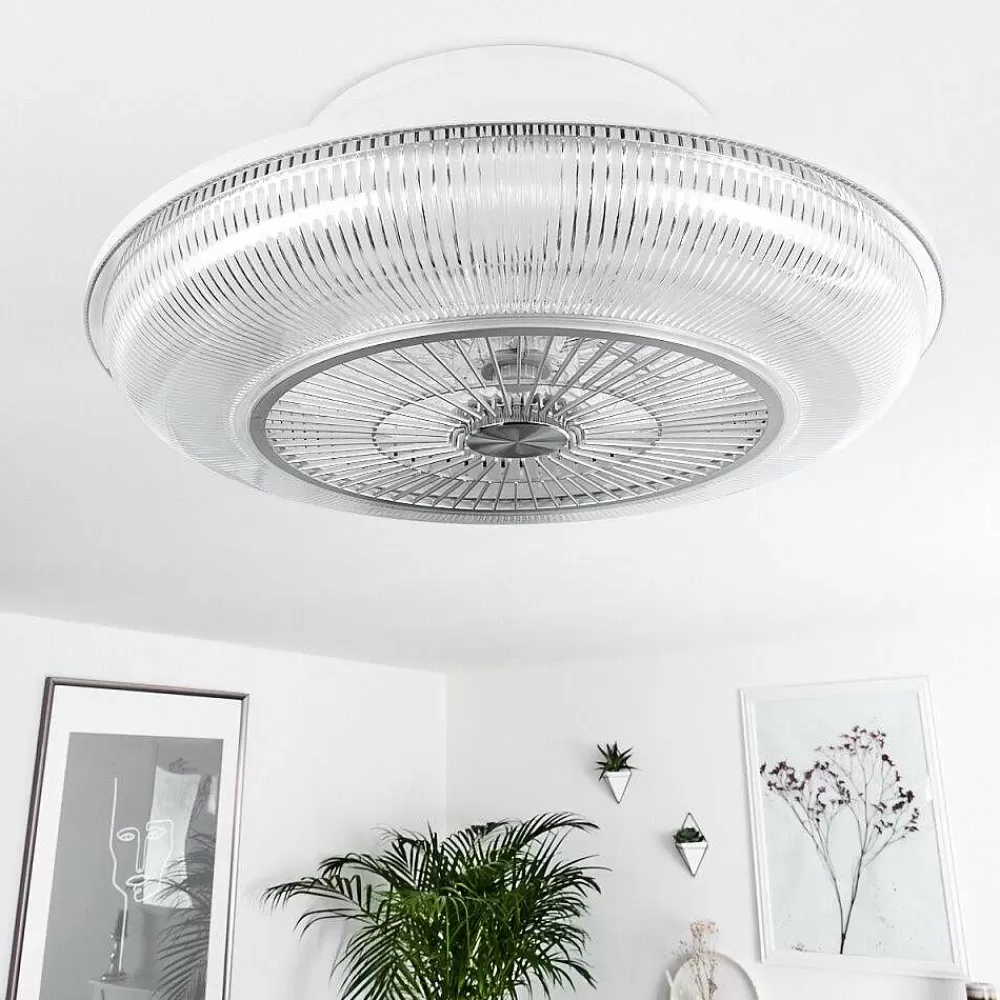 hofstein Ventilateur De Plafond Riccione Led Blanc, 1 Lumiere, Telecommandes, Changeur De Couleurs
