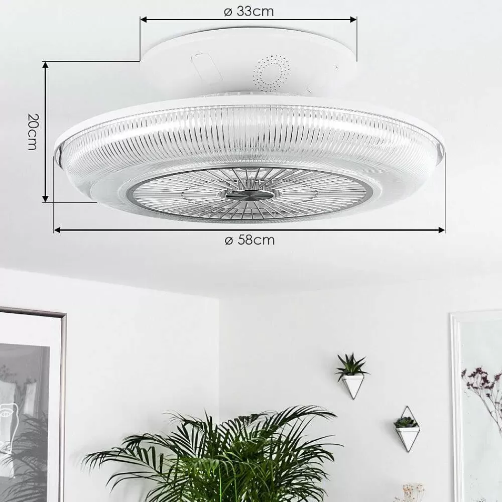 hofstein Ventilateur De Plafond Riccione Led Blanc, 1 Lumiere, Telecommandes, Changeur De Couleurs