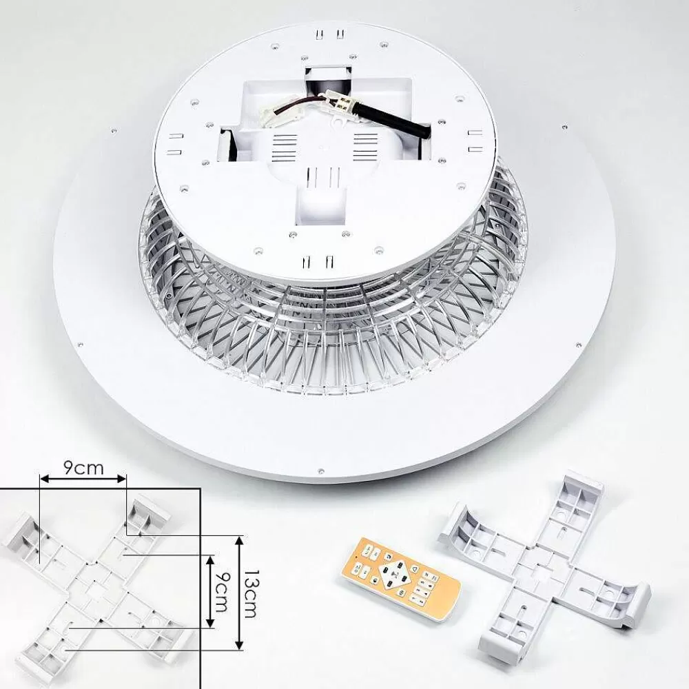 hofstein Ventilateur De Plafond Riccione Led Blanc, 1 Lumiere, Telecommandes, Changeur De Couleurs