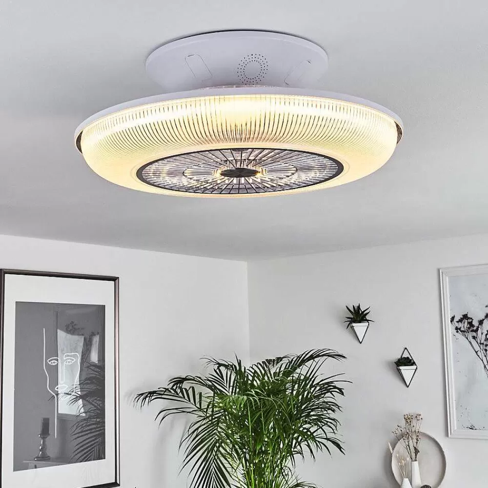 hofstein Ventilateur De Plafond Riccione Led Blanc, 1 Lumiere, Telecommandes, Changeur De Couleurs