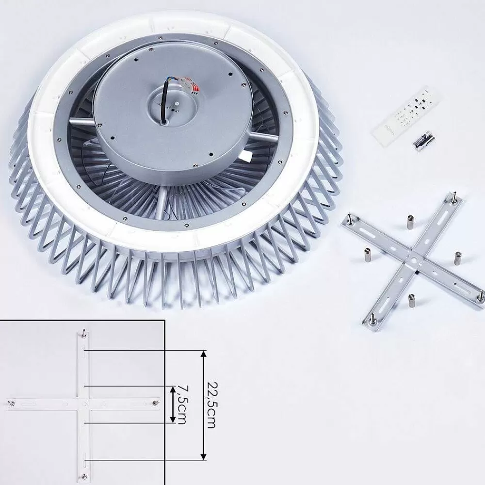 hofstein Ventilateur De Plafond Rivarotta Led Blanc, 1 Lumiere, Telecommandes