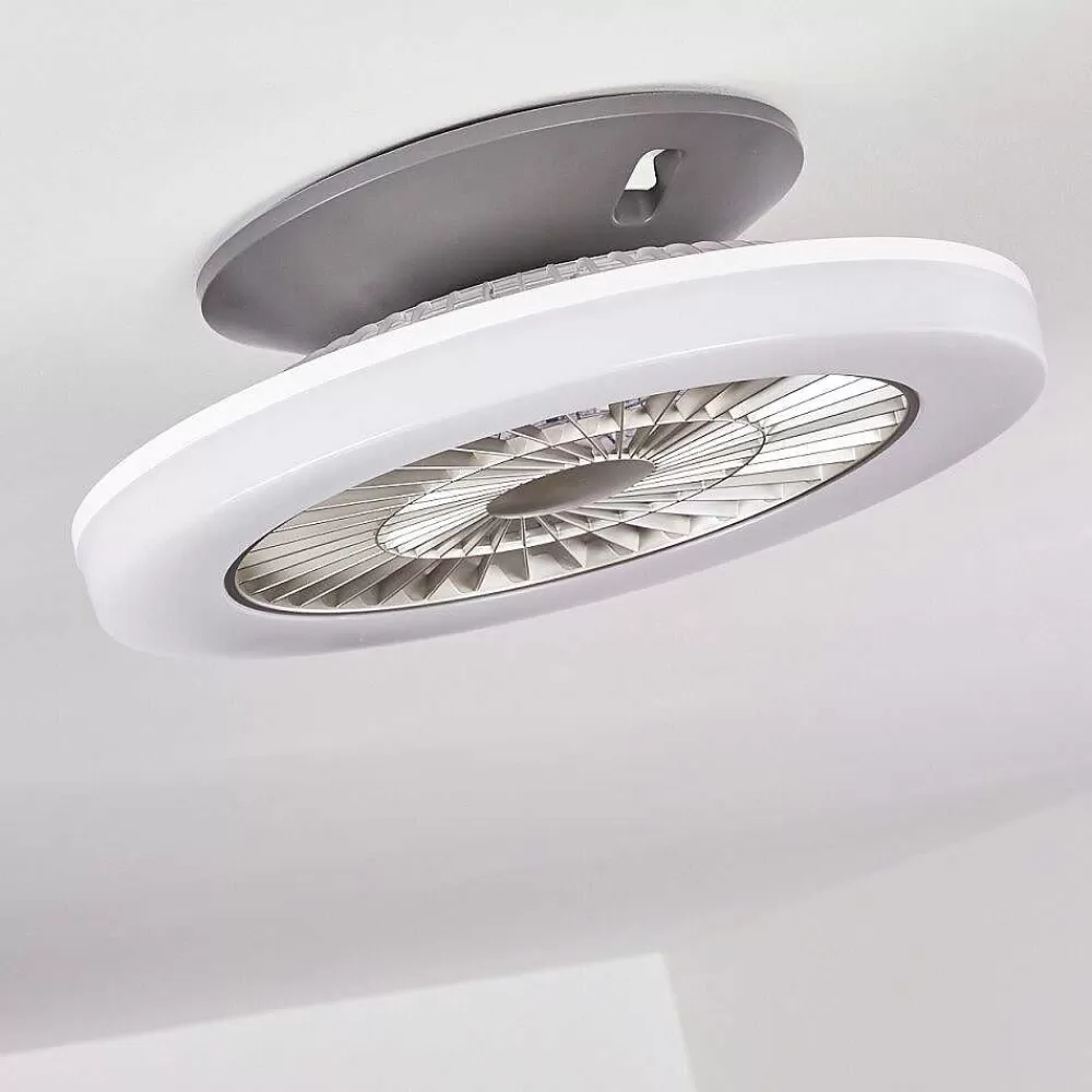 hofstein Ventilateur De Plafond Somalia Led Argente, Transparent, 1 Lumiere