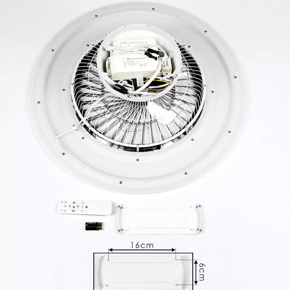 hofstein Ventilateur De Plafond Terradura Led Chrome, Blanc, 1 Lumiere, Telecommandes