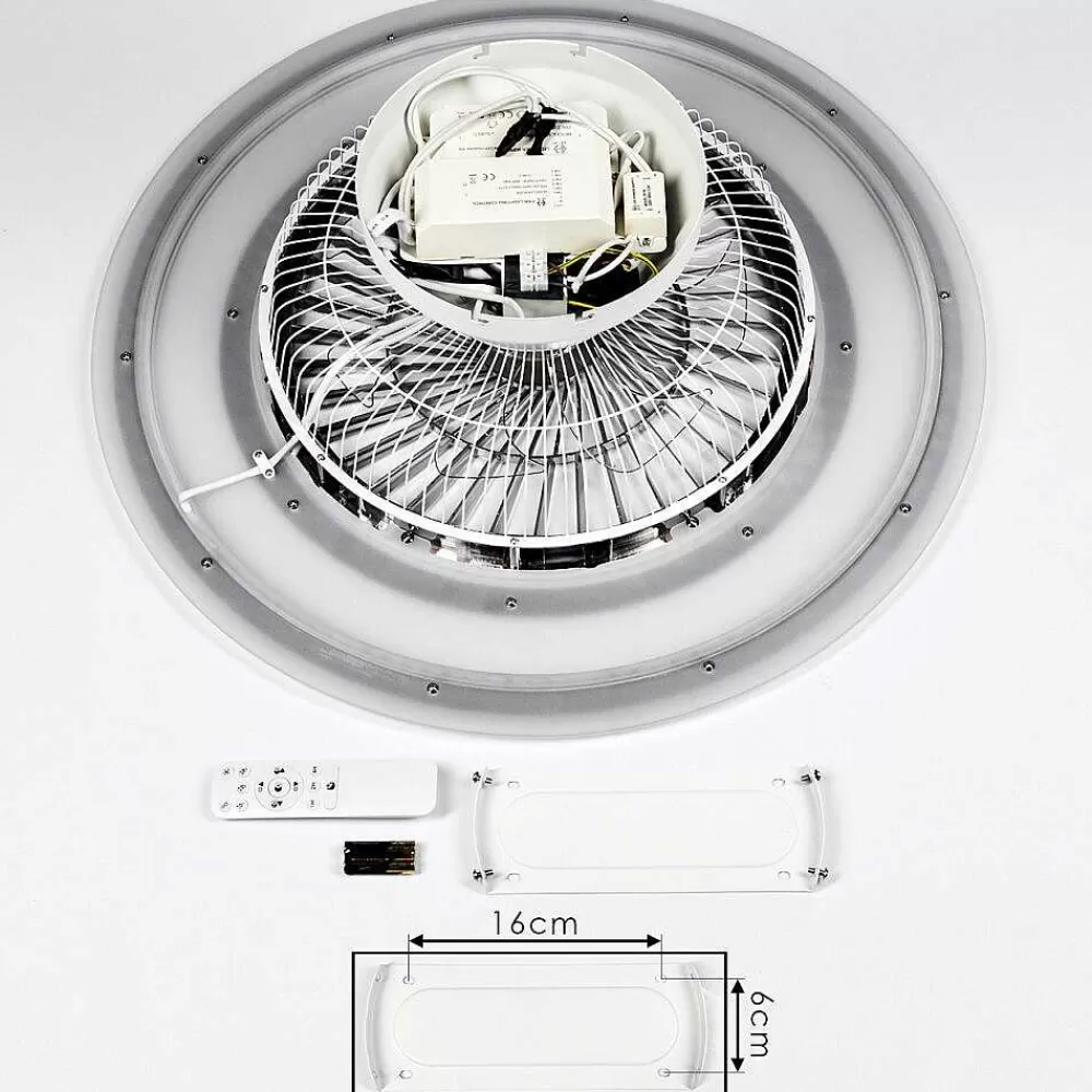 hofstein Ventilateur De Plafond Terradura Led Chrome, Noir, Blanc, 1 Lumiere, Telecommandes