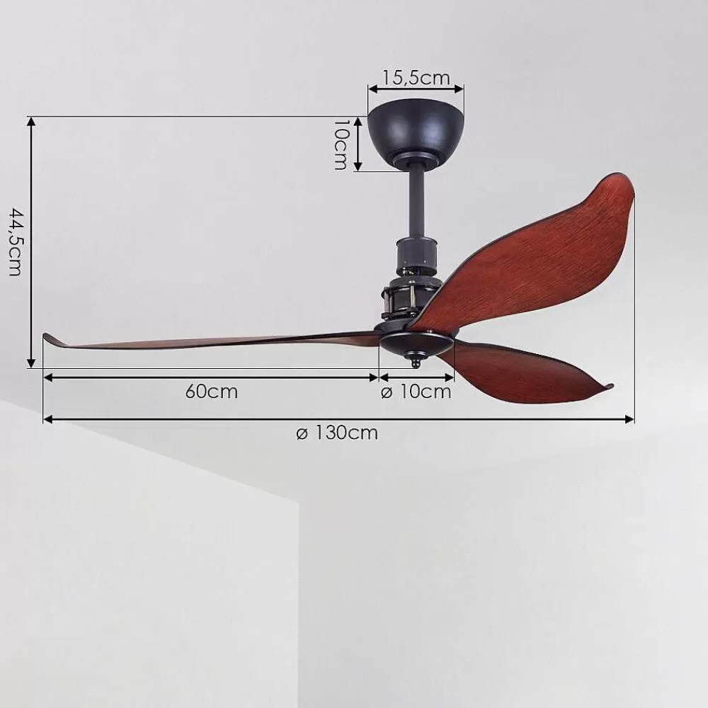 hofstein Ventilateur De Plafond Torgnes Brun, Couleur Bois, Noir, Telecommandes