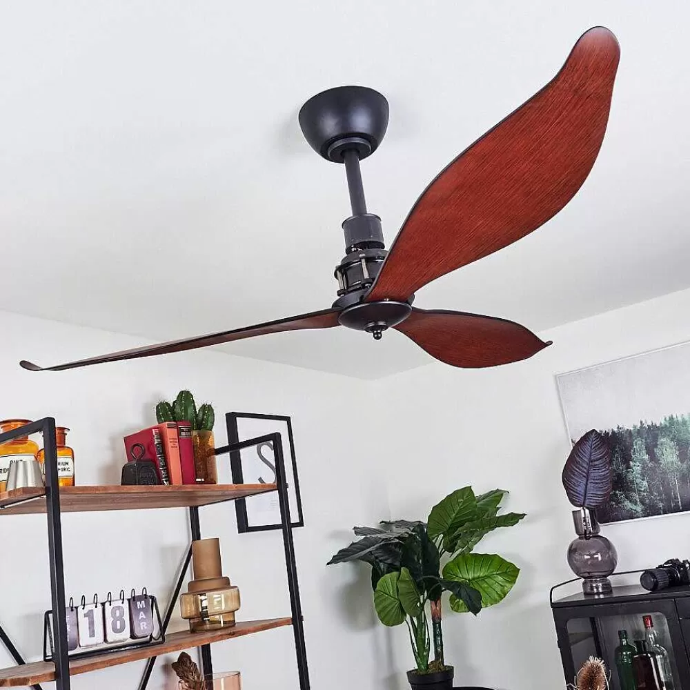 hofstein Ventilateur De Plafond Torgnes Brun, Couleur Bois, Noir, Telecommandes