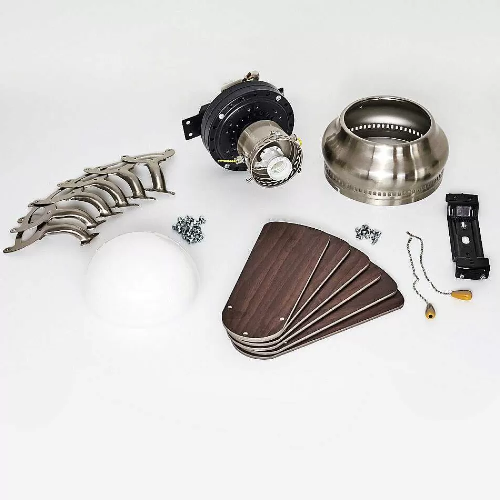 hofstein Ventilateur De Plafond Trillo Gris, Bois Clair, Nickel Mat, 1 Lumiere
