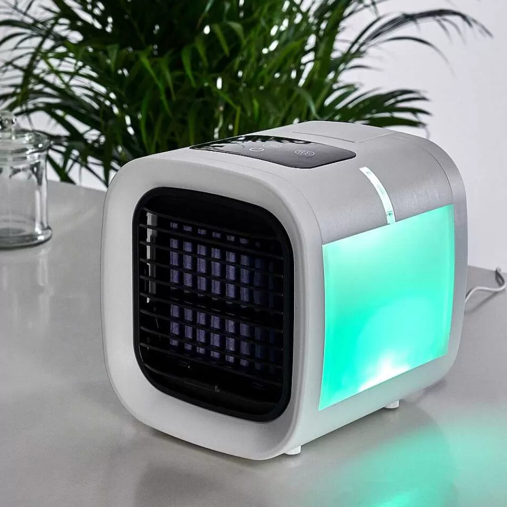 hofstein Ventilateur De Table Chania Led Noir, Blanc, 1 Lumiere, Changeur De Couleurs
