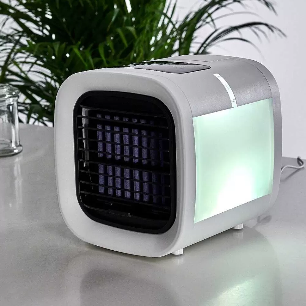 hofstein Ventilateur De Table Chania Led Noir, Blanc, 1 Lumiere, Changeur De Couleurs