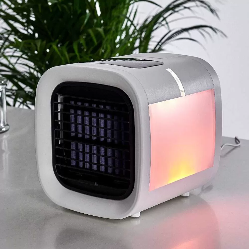 hofstein Ventilateur De Table Chania Led Noir, Blanc, 1 Lumiere, Changeur De Couleurs