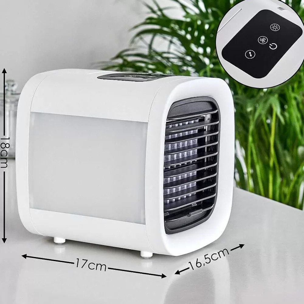hofstein Ventilateur De Table Chania Led Noir, Blanc, 1 Lumiere, Changeur De Couleurs