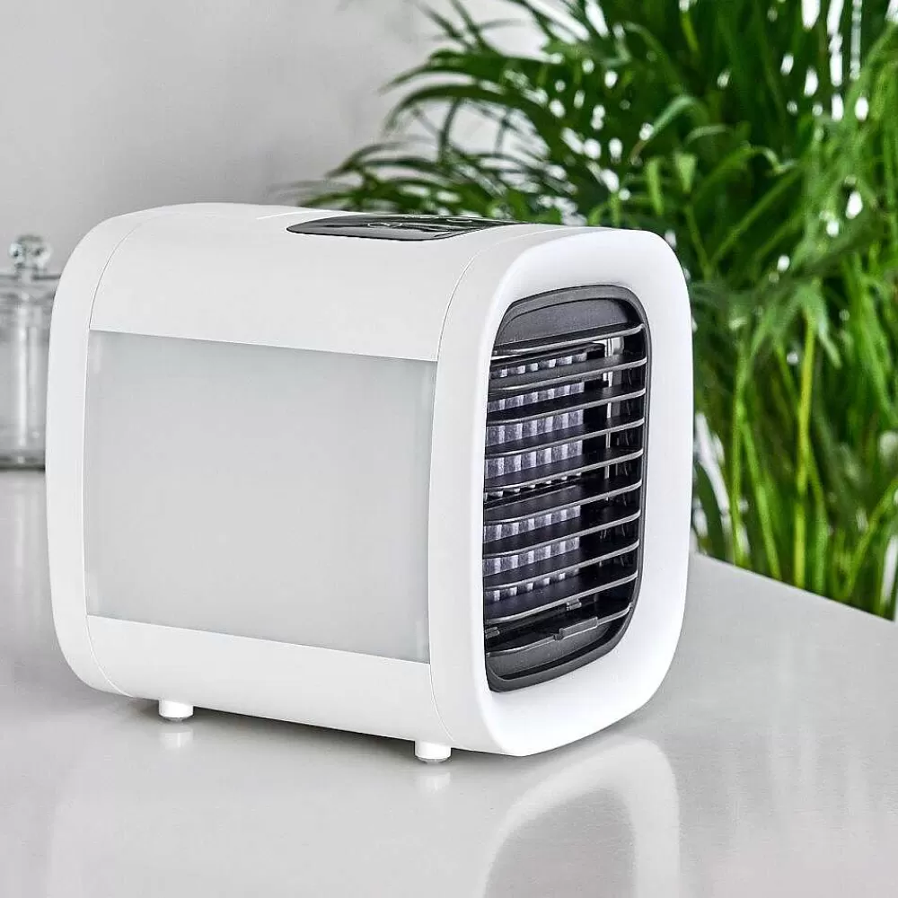 hofstein Ventilateur De Table Chania Led Noir, Blanc, 1 Lumiere, Changeur De Couleurs