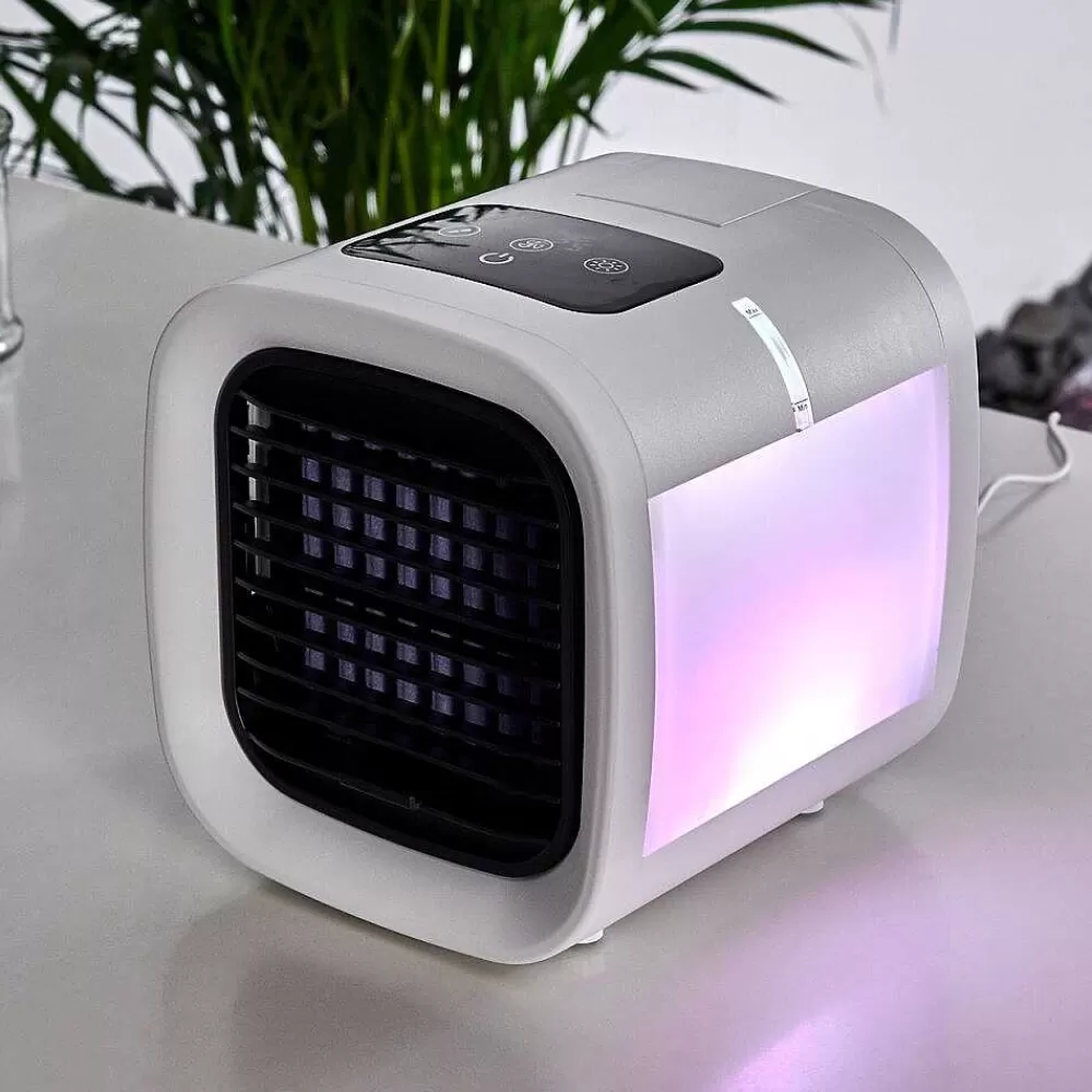 hofstein Ventilateur De Table Chania Led Noir, Blanc, 1 Lumiere, Changeur De Couleurs