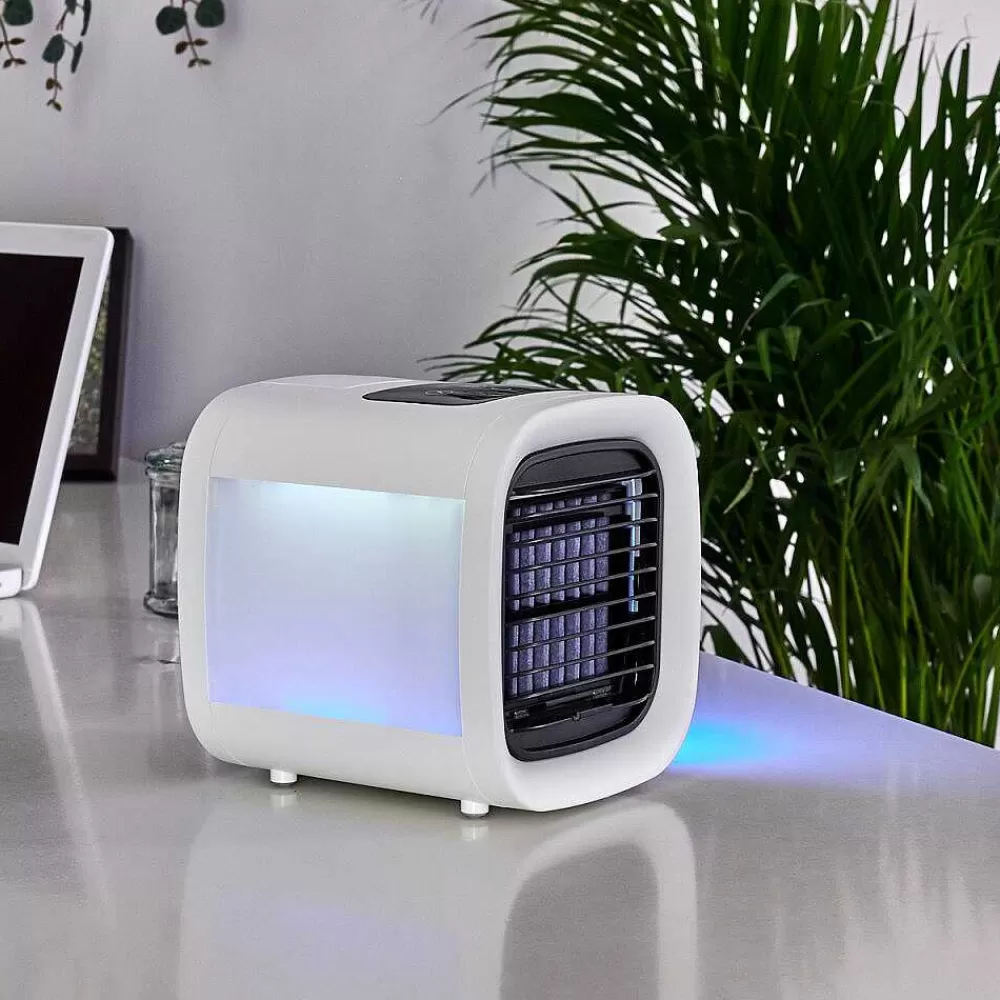 hofstein Ventilateur De Table Chania Led Noir, Blanc, 1 Lumiere, Changeur De Couleurs