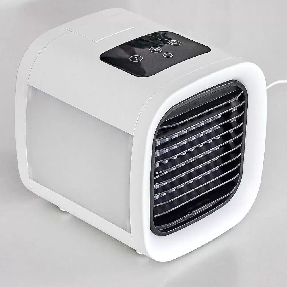 hofstein Ventilateur De Table Chania Led Noir, Blanc, 1 Lumiere, Changeur De Couleurs