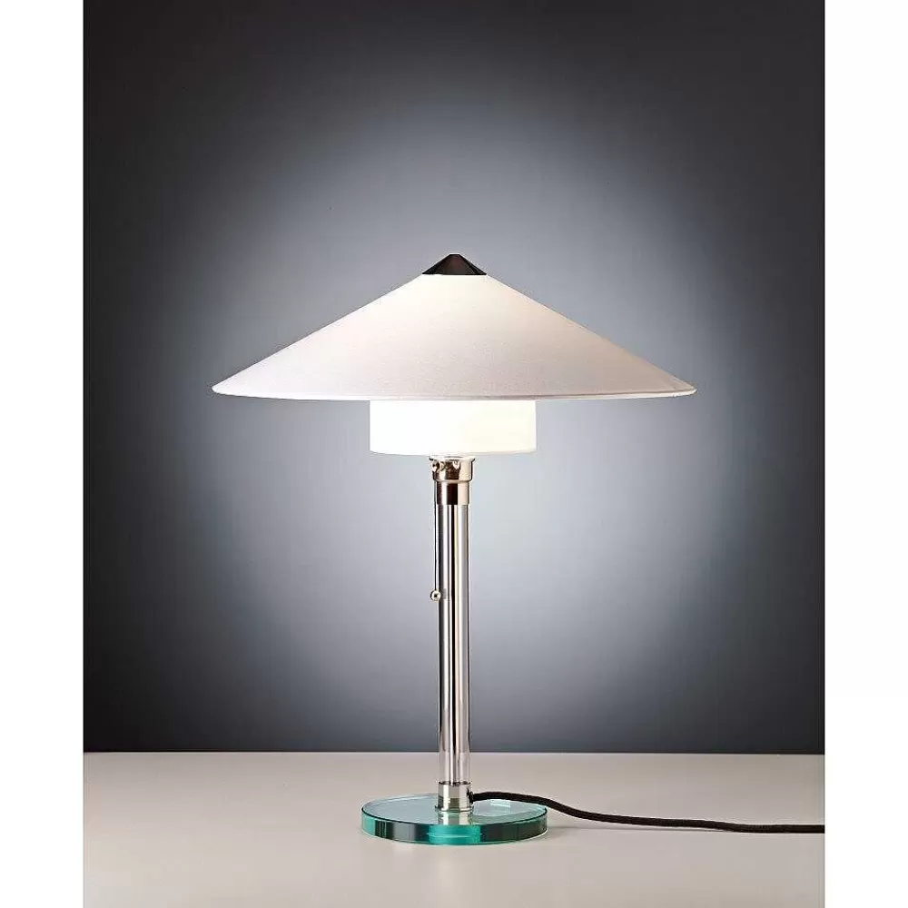 Luminaires Tecnolumen Wagenfeld 27 Tecnolumen Lampe A Poser Nickel Mat, Transparent, 1 Lumiere